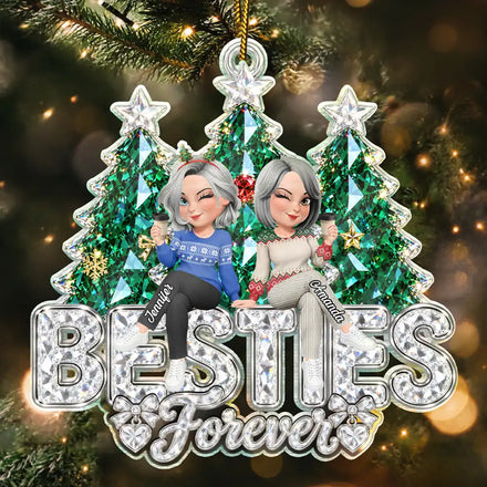 Friendship Keepsake - Personalized Crystal Effect Besties Forever Acrylic Ornament