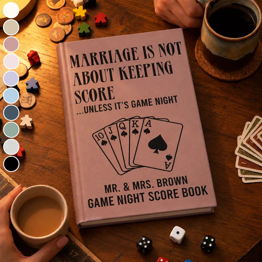 Wedding Gift For Board Game Lover Couples - Personalized Marriage Isn't About Keeping Score Hardcover Journal