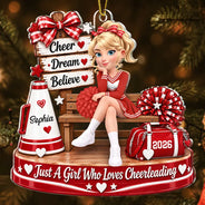 Christmas,Happy,Top Market,Vector - Christmas Gift For Daughter, Granddaughter - Personalized Cheerleading Girl Acrylic Ornament