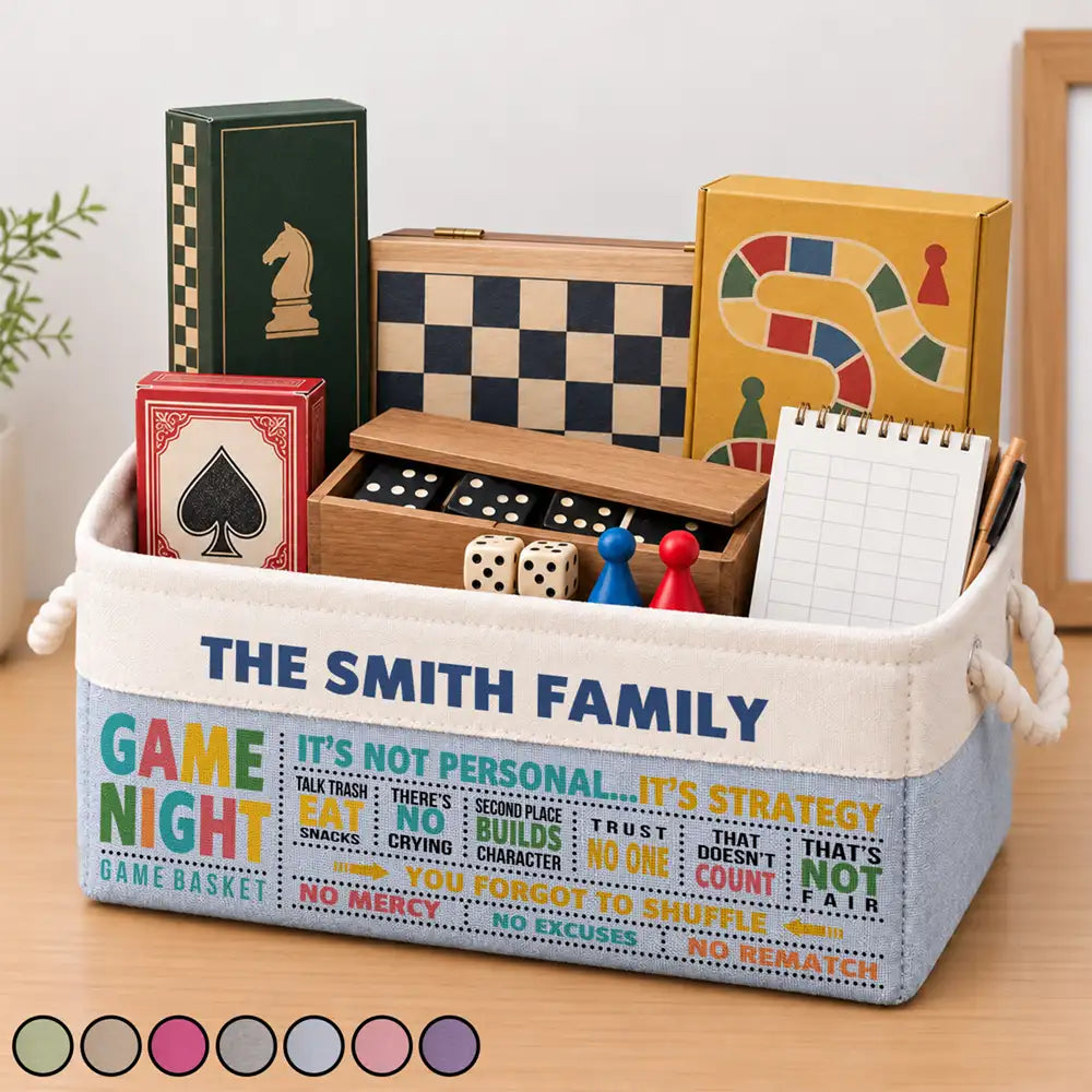 Board Game,Custom Text,Family,Humorous - Gift For Board Game Lovers - Personalized Family Game Night Storage Basket