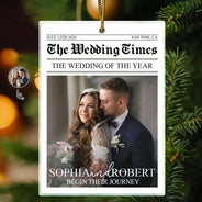Christmas,Custom Photo,First Christmas,Gift For Couples,Married Couple,Romantic,Top Market,Upload Full Photo - Christmas Gift For Newlywed Couples - Personalized Custom Photo Newspaper Acrylic Ornament