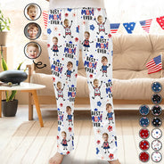 Gift For Father,Gift For Mother,Gift For Grandpa,Gift For Grandma,Stick Figure,Happy,Photo,Icon,Humorous - Custom Photo US Stick Figures Face Cut Best Dad Mom Mama Papa Ever - Personalized Pajama Pants