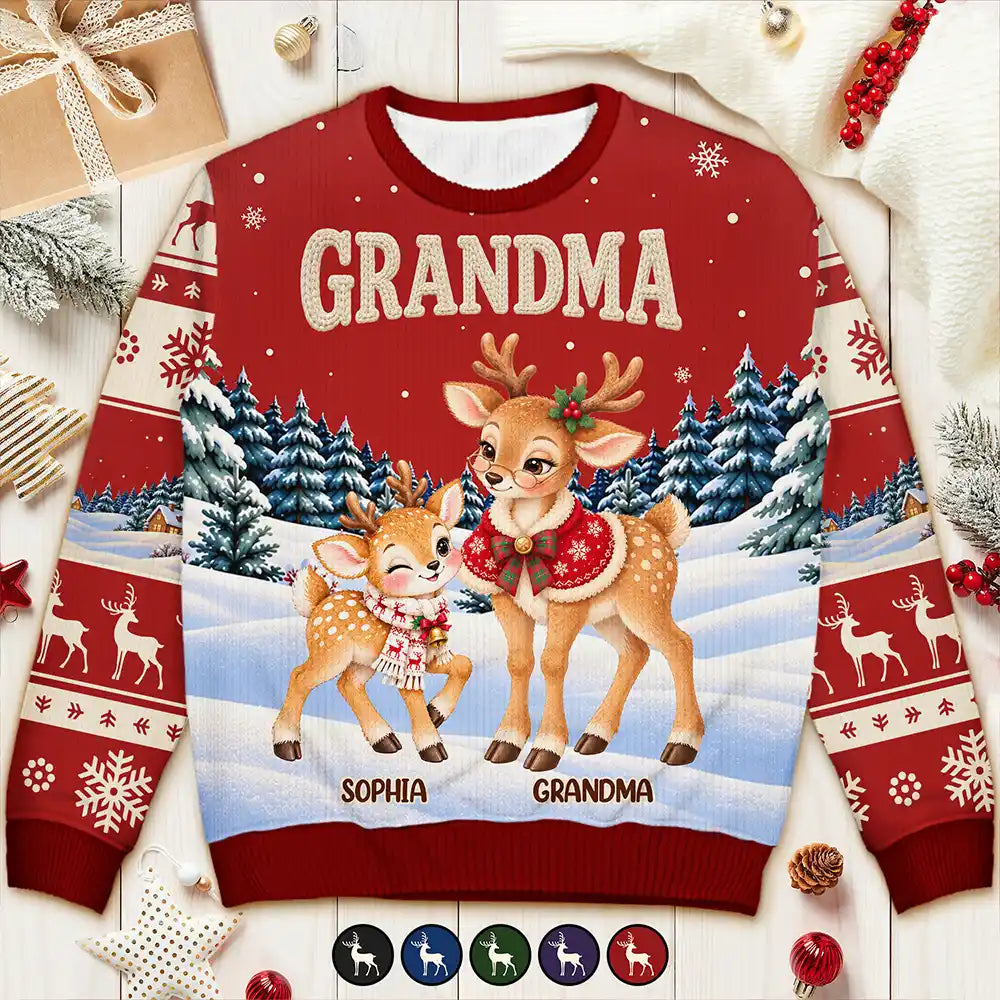 Christmas,Gift For Grandma,Gifts For Her,Icon,Sentimental,Top Market - Christmas Gift For Grandma - Personalized Reindeer Grandkids Unisex Ugly Sweater
