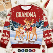 Christmas,Gift For Grandma,Gifts For Her,Icon,Sentimental,Top Market - Christmas Gift For Grandma - Personalized Reindeer Grandkids Unisex Ugly Sweater