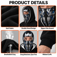 Christmas,Gift For Men,Gift For Yourself,Gifts For Him,Happy,No Custom- Gift For Him, Husband, Friends, Biker - Personalized Skeleton Balaclava Zip Hoodie