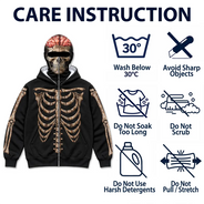 Christmas,Gift For Men,Gift For Yourself,Gifts For Him,Happy,No Custom- Gift For Him, Husband, Friends, Biker - Personalized Skeleton Balaclava Zip Hoodie