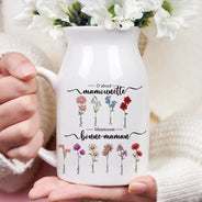 Gift For Wife,Gift For Yourself,Gift For Women,Parents,Gift For Mother,Gift For Grandma,Gift For Grandparents,French,Non-Eng,Icon,Grateful - Fleurs De Naissance D’abord Maman Maintenant Mamie - Vase À Fleurs En Céramique Personnalisé