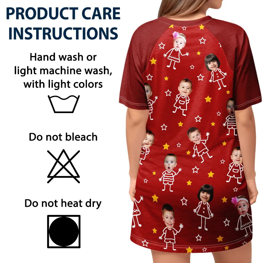 Gift For Wife,Gift For Yourself,Gift For Women,Parents,Gift For Mother,Gift For Grandma,Gift For Grandparents,French,Non-Eng,Photo,Icon,Adorable - Photo Personnalisable Cette Mamie Maman Appartient À - Robe T-Shirt De Nuit Femme Personnalisée