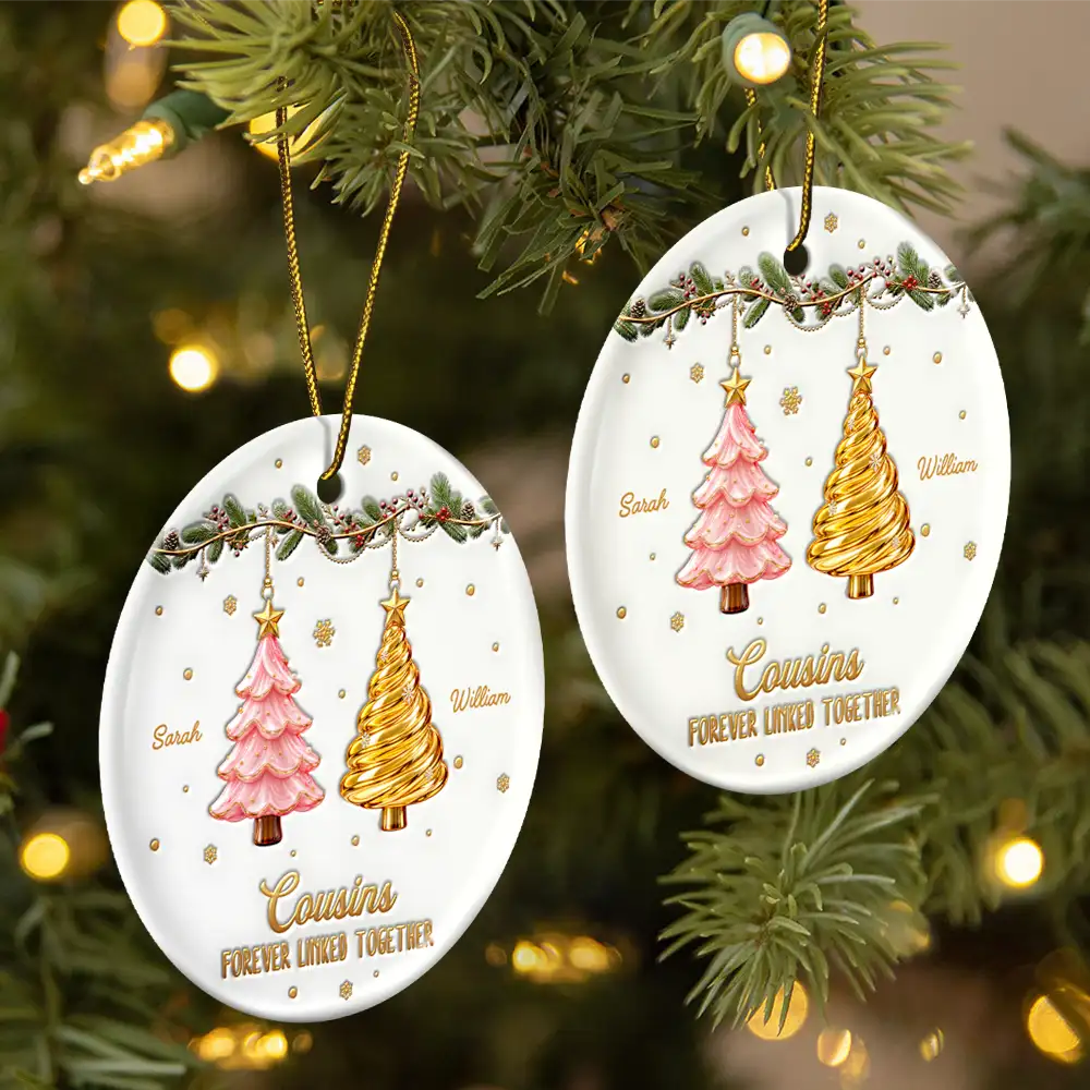 Christmas,Family,Gift For Sibling,Icon,Sentimental - Christmas Gift For Siblings - Personalized Brothers & Sisters Forever Linked Together Festive Ceramic Ornament
