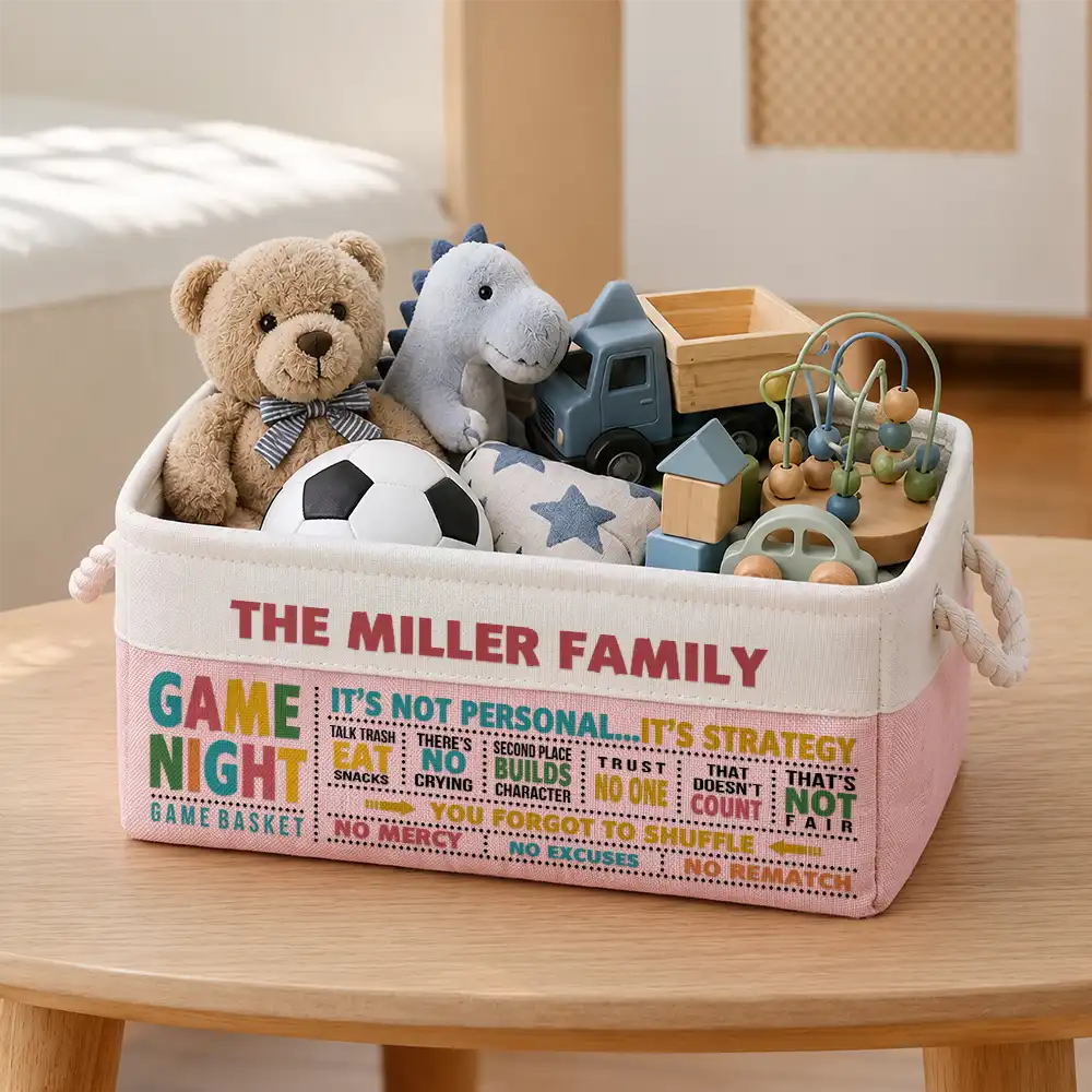 Board Game,Custom Text,Family,Humorous - Gift For Board Game Lovers - Personalized Family Game Night Storage Basket