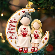 Christmas,Gift For Grandma,Gifts For Her,Sentimental,Top Market,Vector - Christmas Gift For Grandma & Grandkids - Personalized Moon Acrylic Ornament