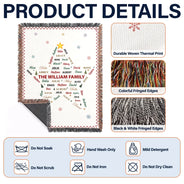 Christmas,Custom Text,Gift For Grandma,Gifts For Her,Sentimental - Christmas Gift For Grandma Mom - Personalized Family & Member Names Word Art Tree Star Wreath Woven Blanket