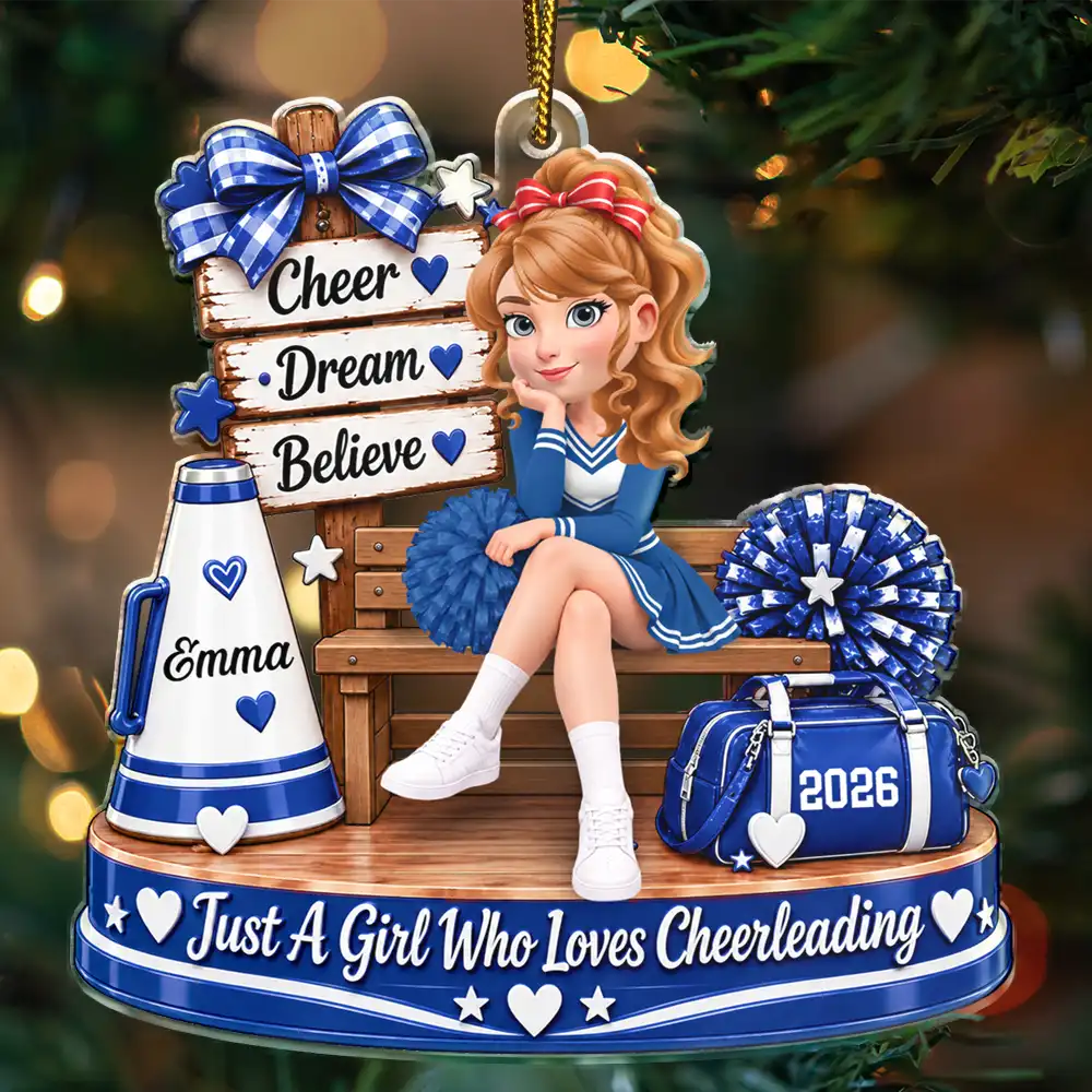 Christmas,Happy,Top Market,Vector - Christmas Gift For Daughter, Granddaughter - Personalized Cheerleading Girl Acrylic Ornament