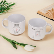 Anniversary,Calendar,Christmas,Gift For Couples,Old Couples,Romantic - Anniversary Gift For Couples - Personalized Calendar Holding Hands Pottery Mug
