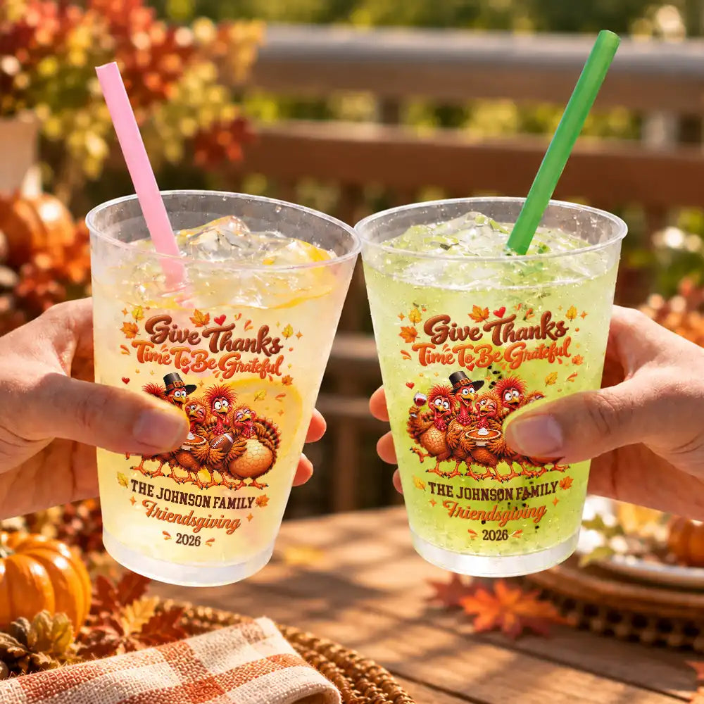 Custom Text, Family, Humorous, Thanksgiving, Top Market - Thanksgiving Gift For Family Gathering - Personalized Family Name & Year Thankful For You Turkeys Frosted Cups