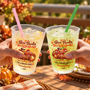 Custom Text, Family, Humorous, Thanksgiving, Top Market - Thanksgiving Gift For Family Gathering - Personalized Family Name & Year Thankful For You Turkeys Frosted Cups