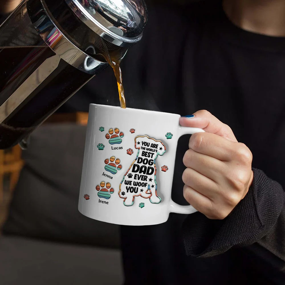 Gift For Yourself, Dog Lovers, Dog Dad, Happy - Happy Father's Day To A Pawsome Dad - 3D Inflated Effect Printed Mug, Personalized White Edge-to-Edge Mug