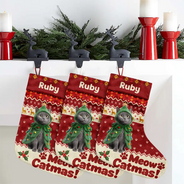 Art Design,Christmas,Custom Photo,Happy,Pet Lovers,Photo - Christmas Accessories 3D Cartoon Pet - Christmas Gift For Pet Lovers - Personalized Custom Photo Merry Woofmas Pet Portrait Christmas Stocking