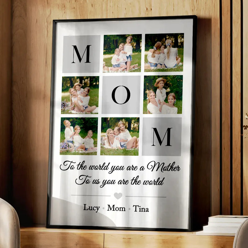 Gift For Mother,Gift For Grandma,Custom Photo,Love - Custom Photo Mom To Us You Are The World - Personalized Poster