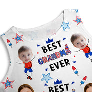 Gift For Mother,Gift For Grandma,Happy,Summer,Independence Day,Photo,Icon,Humorous - Custom Photo Stars & Stripes Best Mom Grandma Ever - Personalized Sleeveless Tank Dress