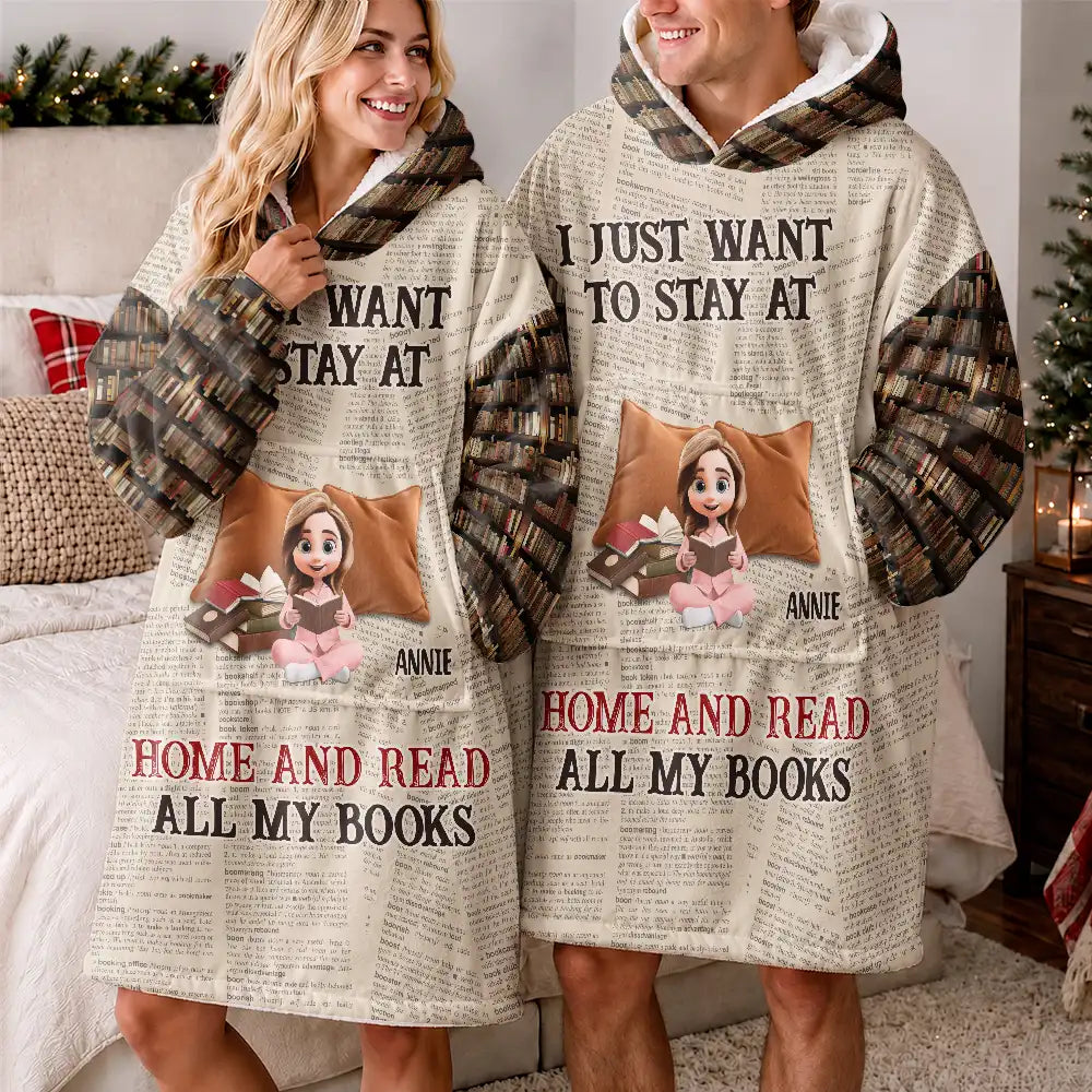 Confident,Gift For Yourself,Gifts For Her,Gifts For Him,Reading,Vector - Gifts For Book Lovers - Personalized Just A Girl Who Loves Book Oversized Blanket Hoodie