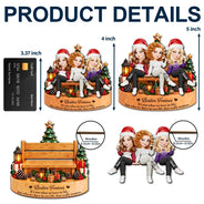 Afro Besties,Christmas,Gift For Bestie,Sentimental,Vector - Christmas Gift For Besties - Personalized Friends Sitting Together 2-Layered Wooden Ornament