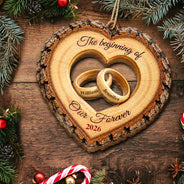 Christmas,First Christmas,Gift For Couples,Icon,Married Couple,Romantic - First Christmas Married Gift For Newlywed - Personalized Wooden Ornament