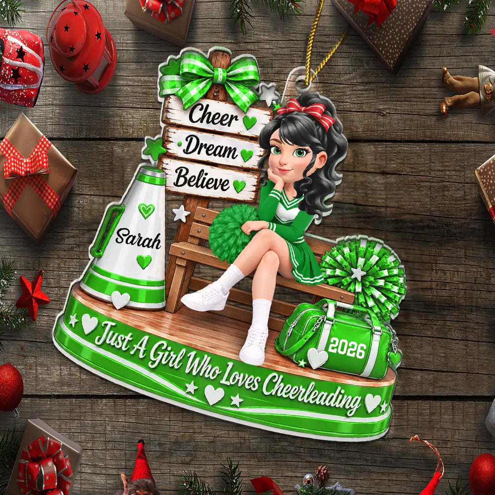 Christmas,Happy,Top Market,Vector - Christmas Gift For Daughter, Granddaughter - Personalized Cheerleading Girl Acrylic Ornament