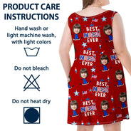 Gift For Mother,Gift For Grandma,Happy,Summer,Independence Day,Photo,Icon,Humorous - Custom Photo Stars & Stripes Best Mom Grandma Ever - Personalized Sleeveless Tank Dress