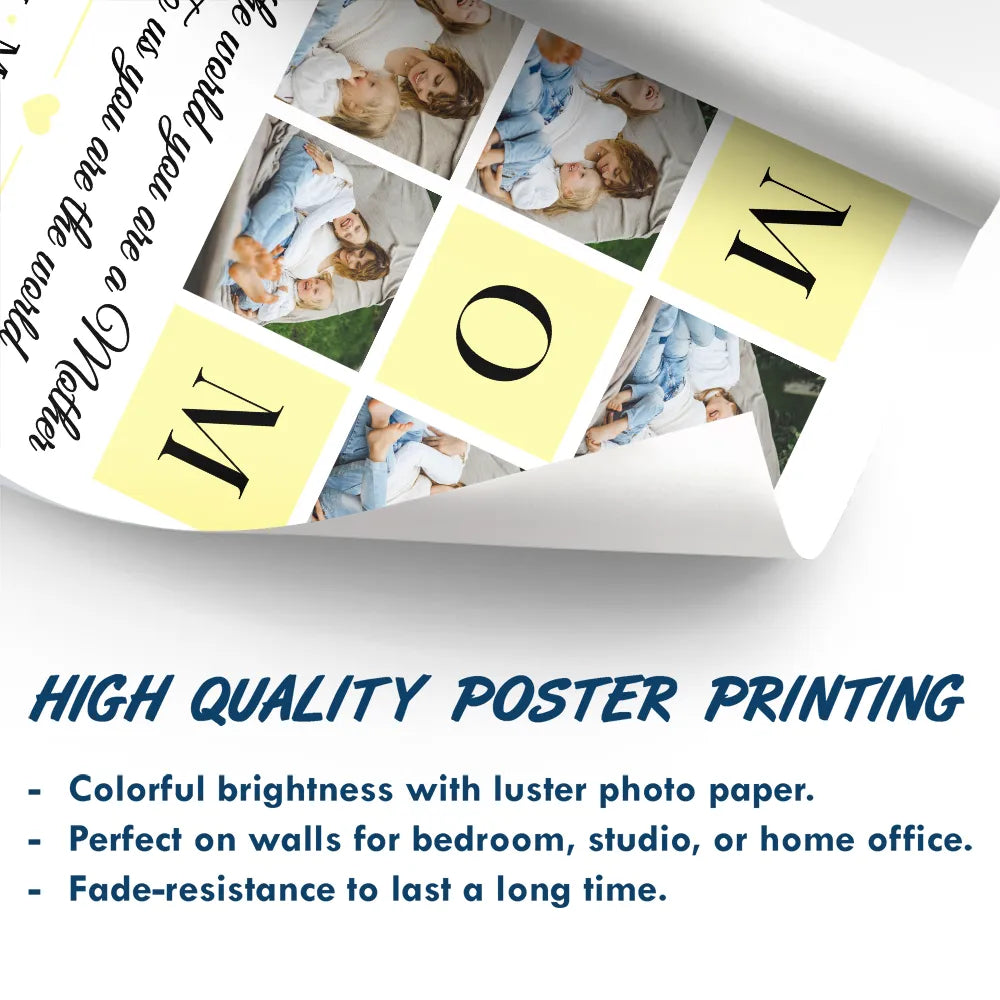 Gift For Mother,Gift For Grandma,Custom Photo,Love - Custom Photo Mom To Us You Are The World - Personalized Poster