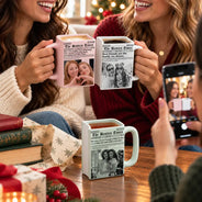 Afro Besties,Christmas,Custom Photo,Gift For Bestie,Romantic,Upload Full Photo - Just Because Gift For Best Friend - Personalized Custom Photo Newspaper Mug