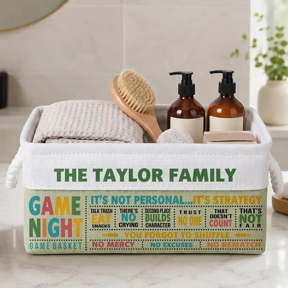 Board Game,Custom Text,Family,Humorous - Gift For Board Game Lovers - Personalized Family Game Night Storage Basket