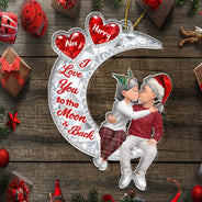 Christmas,Gift For Couples,Old Couples,Romantic,Vector - Christmas Gift For Couples - Personalized Crystal Moon Effect Acrylic Ornament