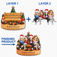 Afro Besties,Christmas,Gift For Bestie,Sentimental,Vector - Christmas Gift For Besties - Personalized Friends Sitting Together 2-Layered Wooden Ornament