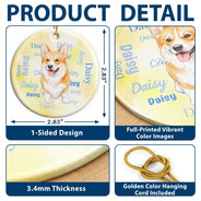 Art Design,Christmas,Custom Photo,Pet Lovers,Photo - Vivid Watercolor Art,Playful - Christmas Gift For Pet Lover - Personalized Custom Photo Watercolor Watercolor Pet With Name Circle Ceramic Ornament