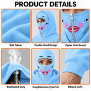 Christmas,Gift For Women,Gift For Yourself,Gifts For Her,Happy,No Custom - Gift For Her, Besties, Daughter - Personalized Glam Face Balaclava Zip Hoodie