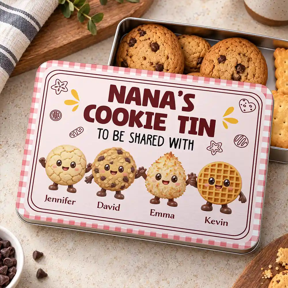 Baking,Christmas,Gift For Grandma,Gifts For Her,Icon,Sentimental,Top Market - Gift For Grandma - Personalized Biscuit Cookie Container To Be Shared With Grandkids Metal Tin Box