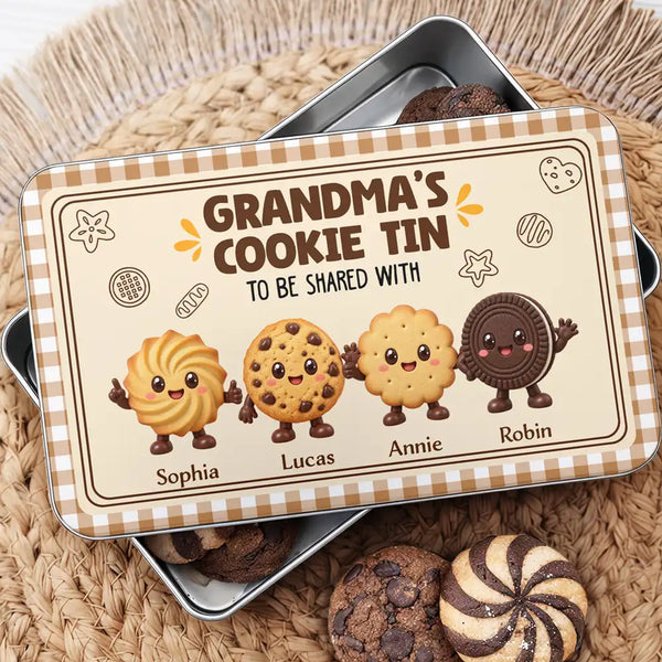Baking,Christmas,Gift For Grandma,Gifts For Her,Icon,Sentimental,Top Market - Gift For Grandma - Personalized Biscuit Cookie Container To Be Shared With Grandkids Metal Tin Box