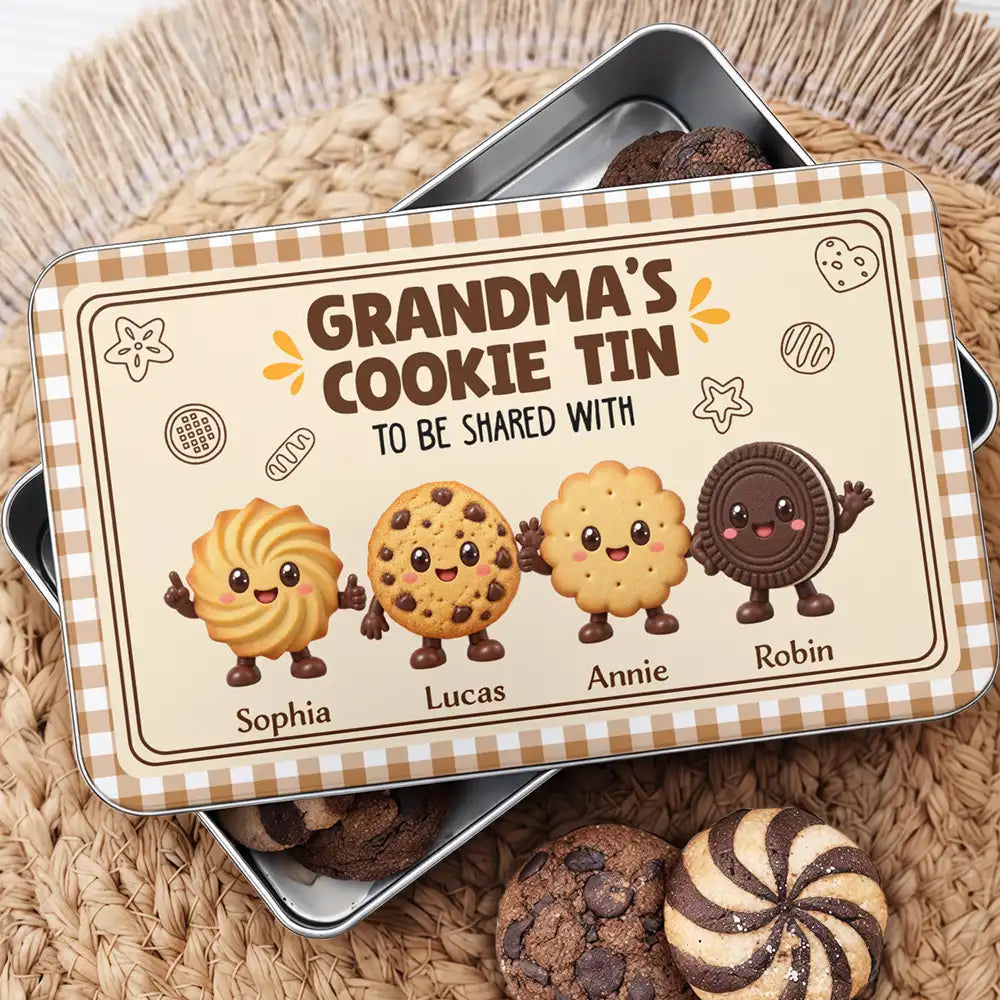 Baking,Christmas,Gift For Grandma,Gifts For Her,Icon,Sentimental,Top Market - Gift For Grandma - Personalized Biscuit Cookie Container To Be Shared With Grandkids Metal Tin Box