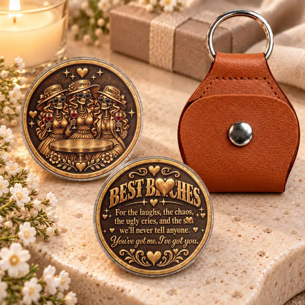Just Because Gift For Best Friend - Personalized Skeleton Chaos Together Leather Pocket Hug