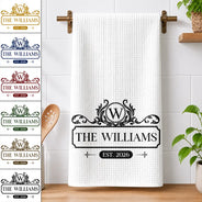 Happy Family Monogram - Personalized Kitchen Towel