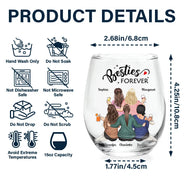 Countless Memories Our Friendship Is Endless Besties - Personalized Stemless Wine Glass