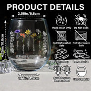 Birth Flower Grow An Old Friend Bestie - Personalized Stemless Wine Glass