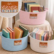 Confident,Gift For Women,Gift For Yourself,Gifts For Her,Icon,Reading - Gifts For Book Lovers - Personalized Birth Flower Woven Rope Basket