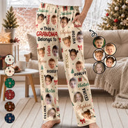 Christmas, Custom Photo, Cut-Face Photo, Gift For Grandma, Gifts For Her, Happy - Christmas Gift For Grandma Nana - Personalized Custom Photo Grandkids Name Pajama Pants