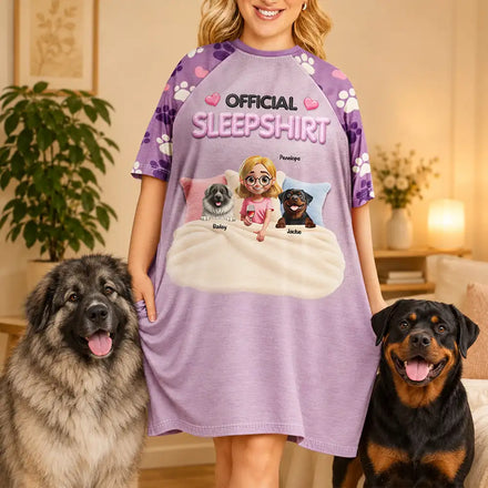 Christmas Gift For Dog Mom - Personalized Stuffy Effect Official Sleepshirt Women's Sleep Tee