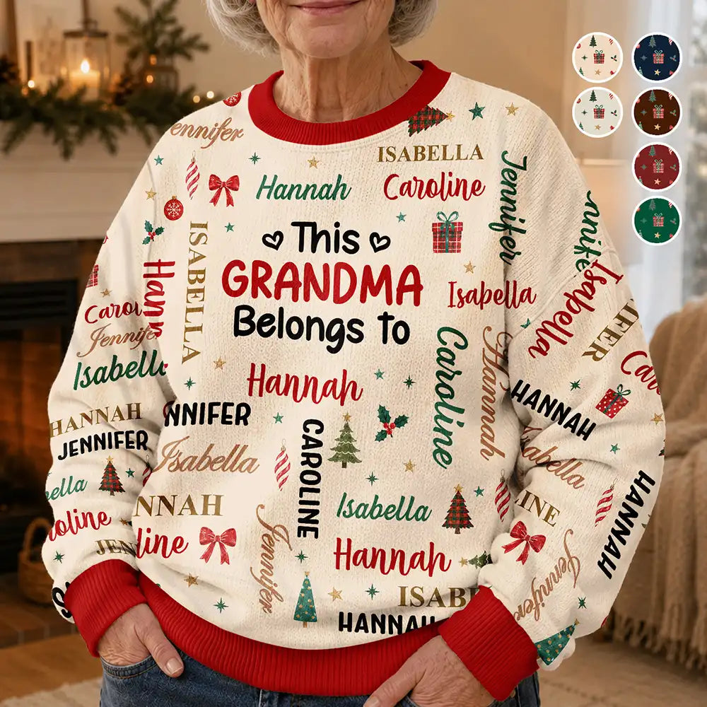 Christmas, Custom Text, Gift For Grandma, Gifts For Her, Happy - Christmas Gift For Grandma Nana - Personalized Kids Names Unisex Ugly Sweater
