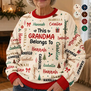 Christmas, Custom Text, Gift For Grandma, Gifts For Her, Happy - Christmas Gift For Grandma Nana - Personalized Kids Names Unisex Ugly Sweater