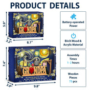 Gift For Father,Gift For Grandpa,Love - Dad Grandpa We Will Always Reach For You Starlit Night - Personalized DIY Book Nook Kit