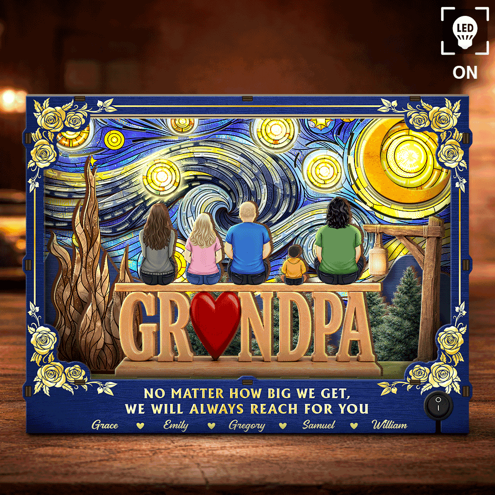 Gift For Father,Gift For Grandpa,Love - Dad Grandpa We Will Always Reach For You Starlit Night - Personalized DIY Book Nook Kit